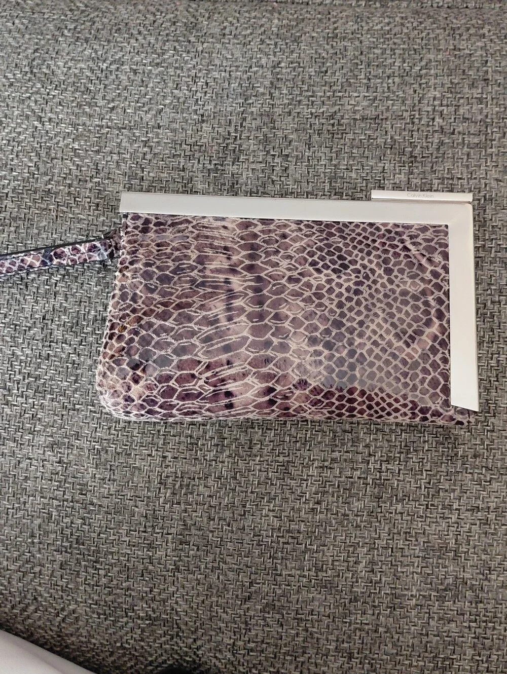 Black Brown SNAKE PRINT LEATHER. WRISTLET WALLET